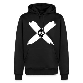 Totenkopf und weißes Kreuz - Männer Premium Bio Hoodie - Schwarz - Vorne - Nico (187cm)