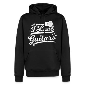 I Love Guitars - Männer Premium Bio Hoodie - Schwarz - Vorne - Nico (187cm)