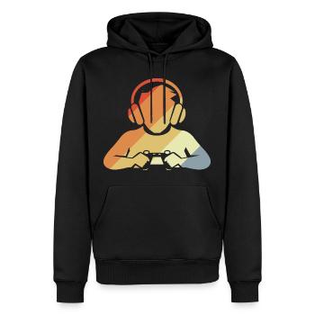 Look rétro gamer - Sweat à capuche Premium bio Homme - noir - Devant - Nico (187cm)
