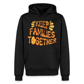 Humanité Égalité Garder les familles unies - Sweat à capuche Premium bio Homme - noir - Devant - Nico (187cm)