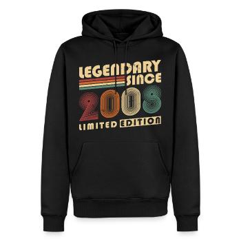 Légendaire depuis 2008 Anniversaire vintage - Sweat à capuche Premium bio Homme - noir - Devant - Nico (187cm)