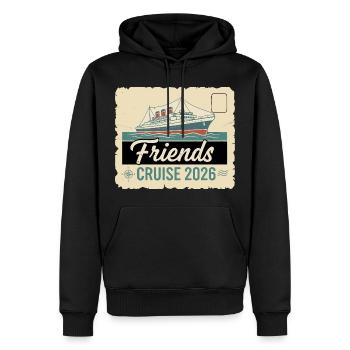 Croisière Friends Millésime 2026 - Sweat à capuche Premium bio Homme - noir - Devant - Nico (187cm)