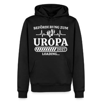 Uropa 2027 Loading – Geschenk Schwangerschaft - Männer Premium Bio Hoodie - Schwarz - Vorne - Nico (187cm)