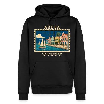 Aruba Oranjestad Vintage Reisemarke - Männer Premium Bio Hoodie - Schwarz - Vorne - Nico (187cm)