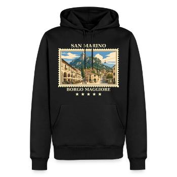 San Marino Borgo Maggiore Vintage Reisemarke - Männer Premium Bio Hoodie - Schwarz - Vorne - Nico (187cm)