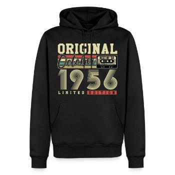 Original octobre 1956 – 70e anniversaire Rétro - Sweat à capuche Premium bio Homme - noir - Devant - Nico (187cm)