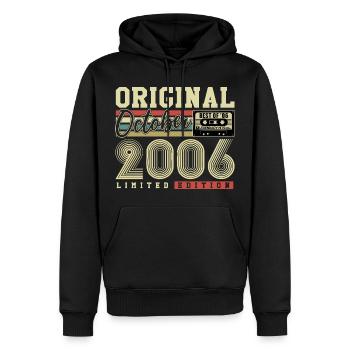 Original octobre 2006 – 20e anniversaire Rétro - Sweat à capuche Premium bio Homme - noir - Devant - Nico (187cm)