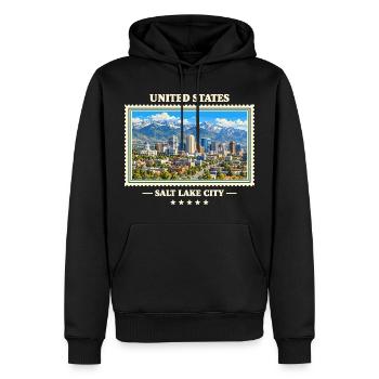 Vereinigte Staaten Salt Lake City Vintage Marke - Männer Premium Bio Hoodie - Schwarz - Vorne - Nico (187cm)