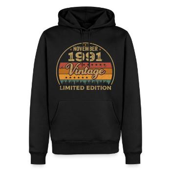 November 1991 - Geburtstagsgeschenk November 1991 - Männer Premium Bio Hoodie - Schwarz - Vorne - Nico (187cm)