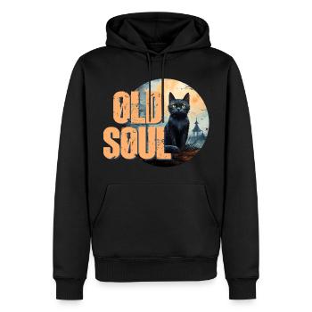 Cat Old Soul Halloween moon Cat Soul Full Moon - Sweat à capuche Premium bio Homme - noir - Devant - Nico (187cm)
