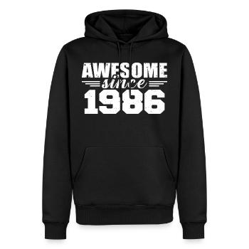 Né en 1986 Vintage Cadeau Anniversaire Rétro 1986 - Sweat à capuche Premium bio Homme - noir - Devant - Nico (187cm)