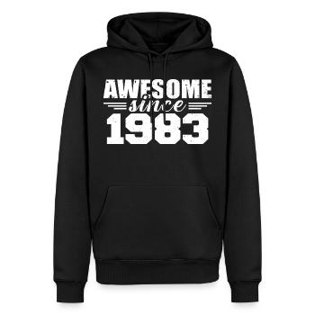Né en 1983 Vintage Cadeau Anniversaire Rétro 1983 - Sweat à capuche Premium bio Homme - noir - Devant - Nico (187cm)