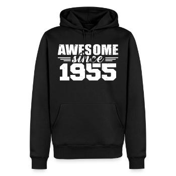 Né en 1955 Vintage Cadeau Anniversaire Rétro 1955 - Sweat à capuche Premium bio Homme - noir - Devant - Nico (187cm)