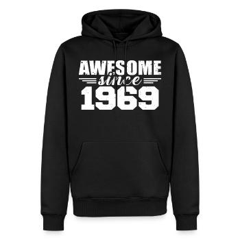 Né en 1969 Vintage Cadeau Anniversaire Rétro 1969 - Sweat à capuche Premium bio Homme - noir - Devant - Nico (187cm)