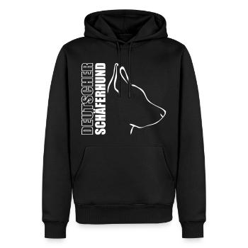DEUTSCHER SCHÄFERHUND PROFIL - Männer Premium Bio Hoodie - Schwarz - Vorne - Nico (187cm)