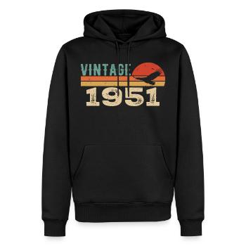 Vintage 1951 Cadeau D'anniversaire 1951 Retro 1951 - Sweat à capuche Premium bio Homme - noir - Devant - Nico (187cm)