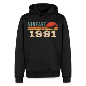 Vintage 1991 Cadeau D'anniversaire 1991 Retro 1991 - Sweat à capuche Premium bio Homme - noir - Devant - Nico (187cm)