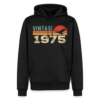 Vintage 1975 Cadeau D'anniversaire 1975 Retro 1975 - Sweat à capuche Premium bio Homme - noir - Devant - Nico (187cm)