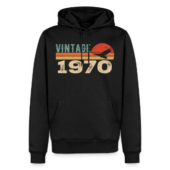 Vintage 1970 Cadeau D'anniversaire 1970 Retro 1970 - Sweat à capuche Premium bio Homme - noir - Devant - Nico (187cm)