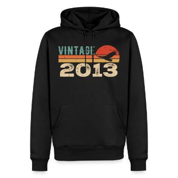 Vintage 2013 Cadeau D'anniversaire 2013 Retro 2013 - Sweat à capuche Premium bio Homme - noir - Devant - Nico (187cm)