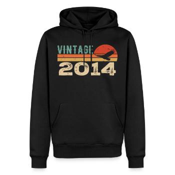 Vintage 2014 Cadeau D'anniversaire 2014 Retro 2014 - Sweat à capuche Premium bio Homme - noir - Devant - Nico (187cm)