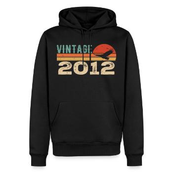 Jahrgang 2012 Retro 2012 Geburtstagsgeschenk - Männer Premium Bio Hoodie - Schwarz - Vorne - Nico (187cm)
