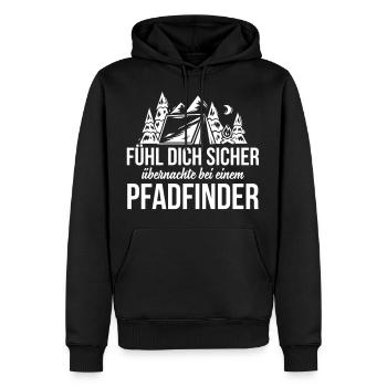Fühl dich sicher mit einem Pfadfinder - Männer Premium Bio Hoodie - Schwarz - Vorne - Nico (187cm)