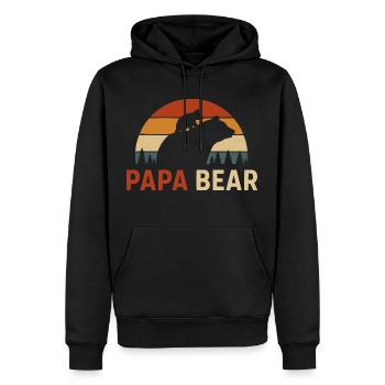 Fête des Pères PapaBear Retro Bear Père Enfant - Sweat à capuche Premium bio Homme - noir - Devant - Nico (187cm)