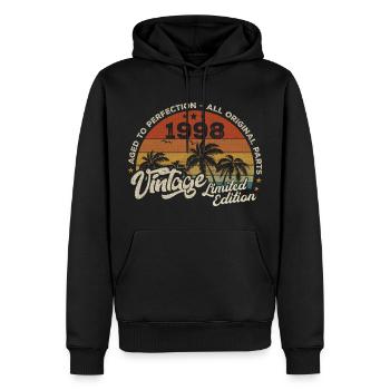 Millésime 1998 Anniversaire Rétro 1998 - Sweat à capuche Premium bio Homme - noir - Devant - Nico (187cm)
