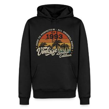 Millésime 1993 Anniversaire Rétro 1993 - Sweat à capuche Premium bio Homme - noir - Devant - Nico (187cm)