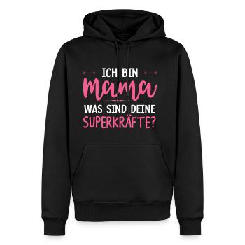 Meine Superkraft? Mama - Männer Premium Bio Hoodie - Schwarz - Vorne - Nico (187cm)