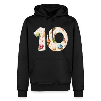 EISCREME NUMMER 10 JAHRE EIS 10. GEBURTSTAG - Männer Premium Bio Hoodie - Schwarz - Vorne - Nico (187cm)