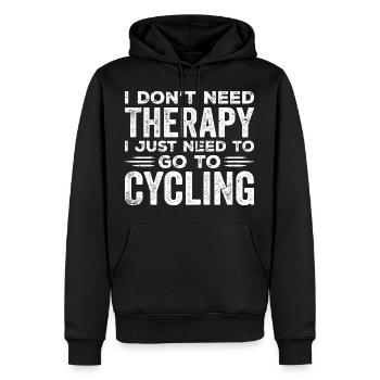 I Don't Need Therapy I Just Need To Go Cycling - Sweat à capuche Premium bio Homme - noir - Devant - Nico (187cm)