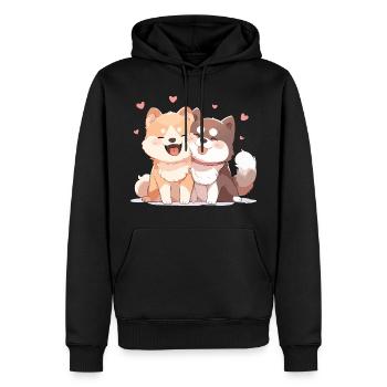 Chiens Amour Câlin Câlin Coeur Mignon Mignon - Sweat à capuche Premium bio Homme - noir - Devant - Nico (187cm)