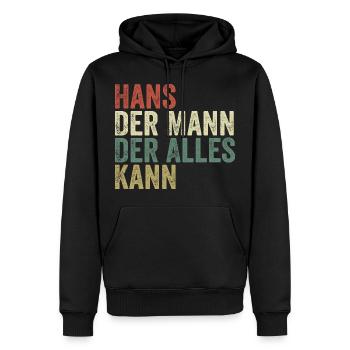Hans Der Mann Der Alles Kann Vorname Hans - Männer Premium Bio Hoodie - Schwarz - Vorne - Nico (187cm)