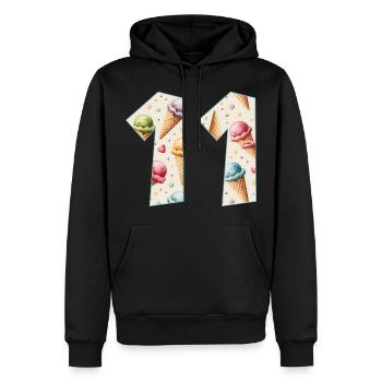 EISCREME NUMMER 11 JAHRE EIS 11. GEBURTSTAG - Männer Premium Bio Hoodie - Schwarz - Vorne - Nico (187cm)