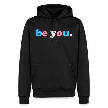 Soyez transgenre - Sweat à capuche Premium bio Homme - noir - Devant - Nico (187cm)