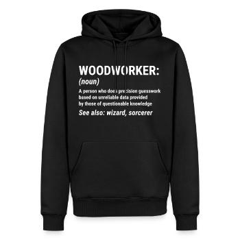 T-shirt drôle de travail du bois de définition de menuisier - Sweat à capuche Premium bio Homme - noir - Devant - Nico (187cm)