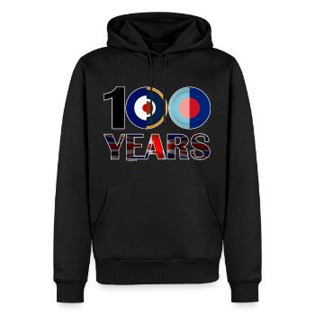 100YEARSRAF/ - Sweat à capuche Premium bio Homme - noir - Devant - Nico (187cm)