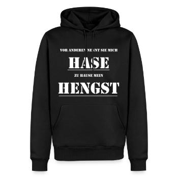 Mein Hengst - Männer Premium Bio Hoodie - Schwarz - Vorne - Nico (187cm)