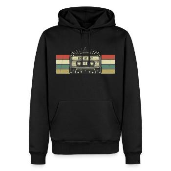 Kassette 1947 - Geboren 1947 Geburtstagsgeschenk - Männer Premium Bio Hoodie - Schwarz - Vorne - Nico (187cm)