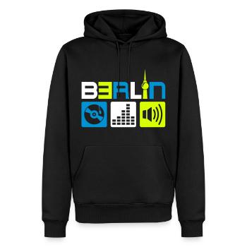 Berlin Music - Men’s Premium Organic Hoodie - black - Front - Nico (187cm)