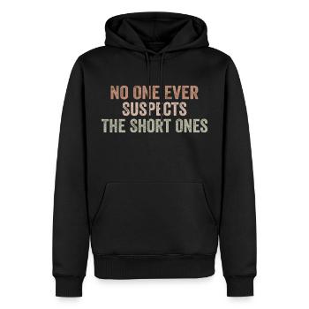 No One Ever Suspects The Short Ones - Sweat à capuche Premium bio Homme - noir - Devant - Nico (187cm)