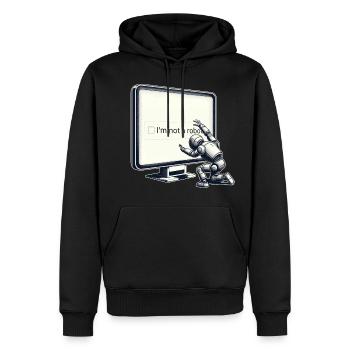 AI also has a hard time - Men’s Premium Organic Hoodie - black - Front - Nico (187cm)