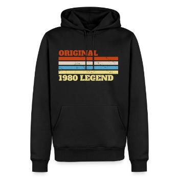 1980 80 Présent Bday Anniversaire - Sweat à capuche Premium bio Homme - noir - Devant - Nico (187cm)