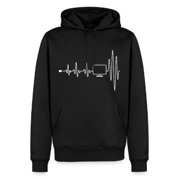 Pulsschlag Gamer - Herzschlag Computer - Männer Premium Bio Hoodie - Schwarz - Vorne - Nico (187cm)