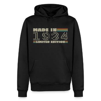 Jahrgang 1984 1984 Jahrgang 1984 Geburtstagsgeschenk - Männer Premium Bio Hoodie - Schwarz - Vorne - Nico (187cm)