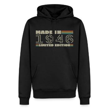 Jahrgang 1946 1946 Jahrgang 1946 Geburtstagsgeschenk - Männer Premium Bio Hoodie - Schwarz - Vorne - Nico (187cm)