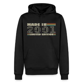 Jahrgang 2001 2001 Jahrgang 2001 Geburtstagsgeschenk - Männer Premium Bio Hoodie - Schwarz - Vorne - Nico (187cm)