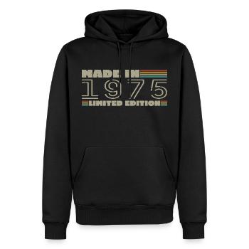 Cadeau d'anniversaire 1975 vintage 1975 né en 1975 - Sweat à capuche Premium bio Homme - noir - Devant - Nico (187cm)